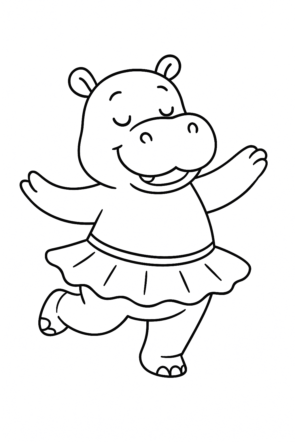 Hipopotamo bailarina para colorir