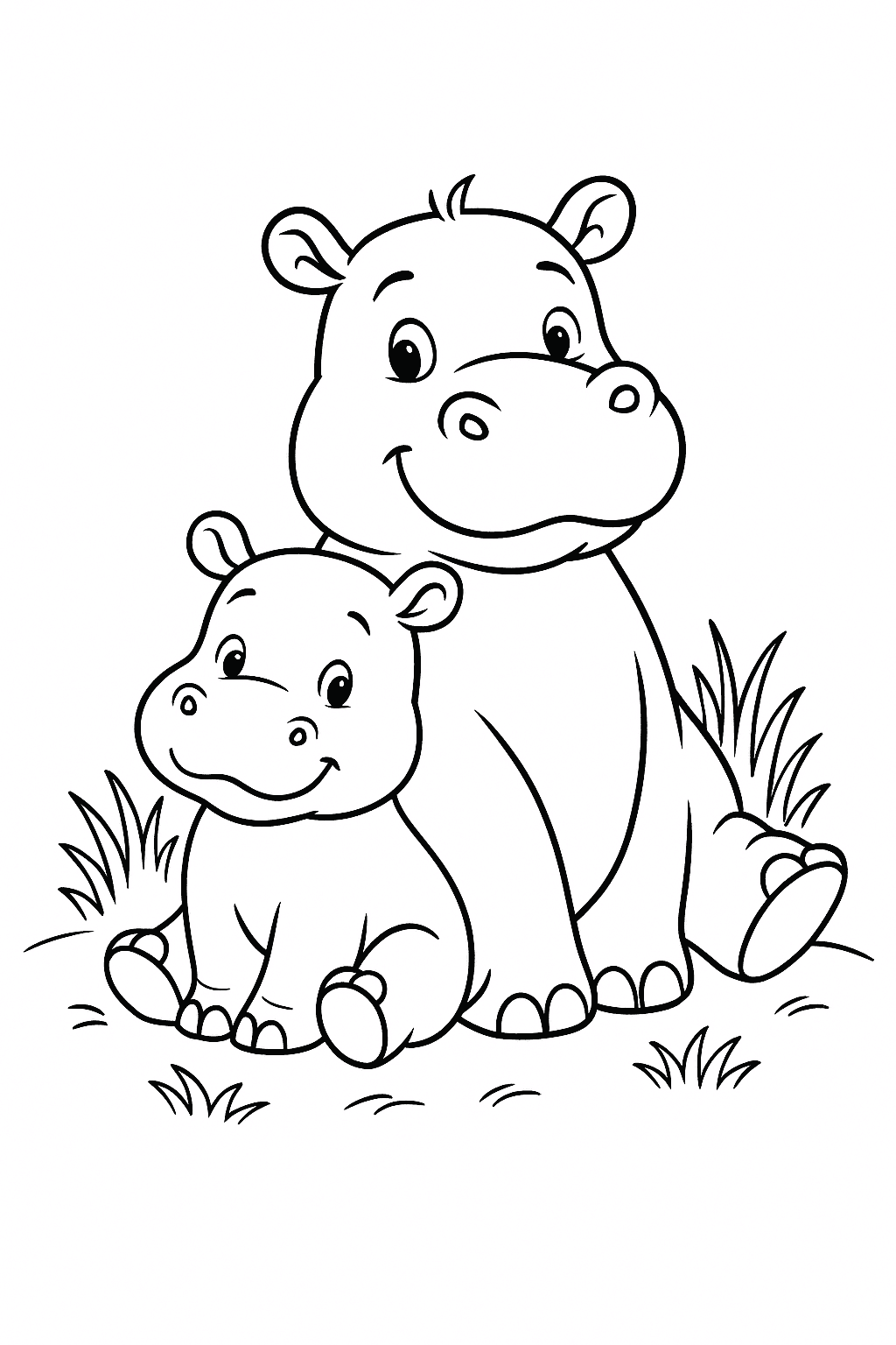 Hipopotamo e filhote para colorir