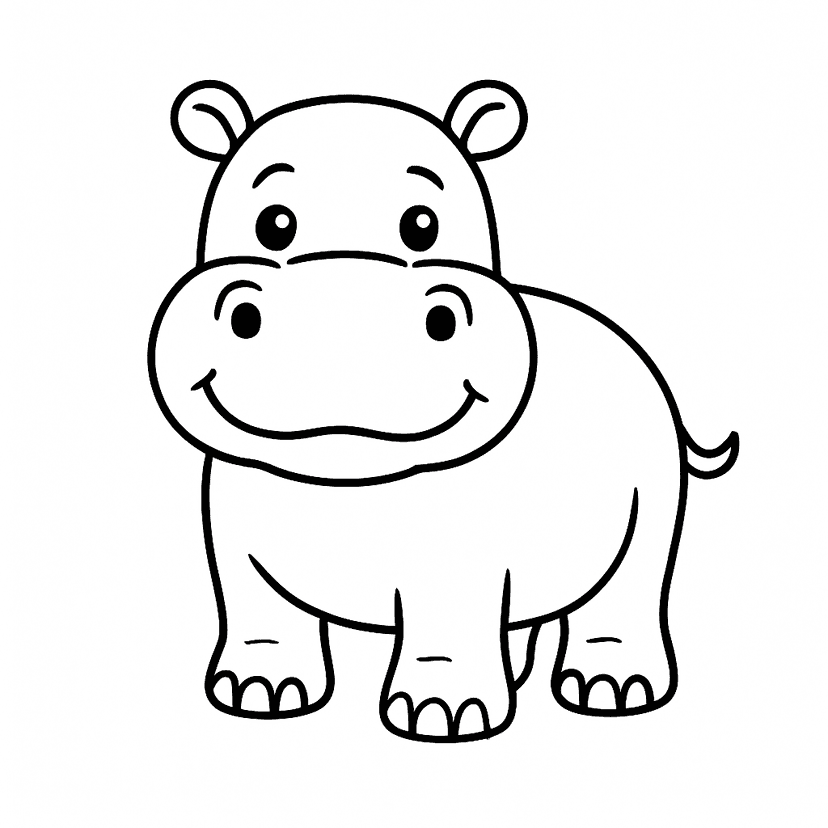 15 Desenhos de Hipopotamo para colorir e imprimir