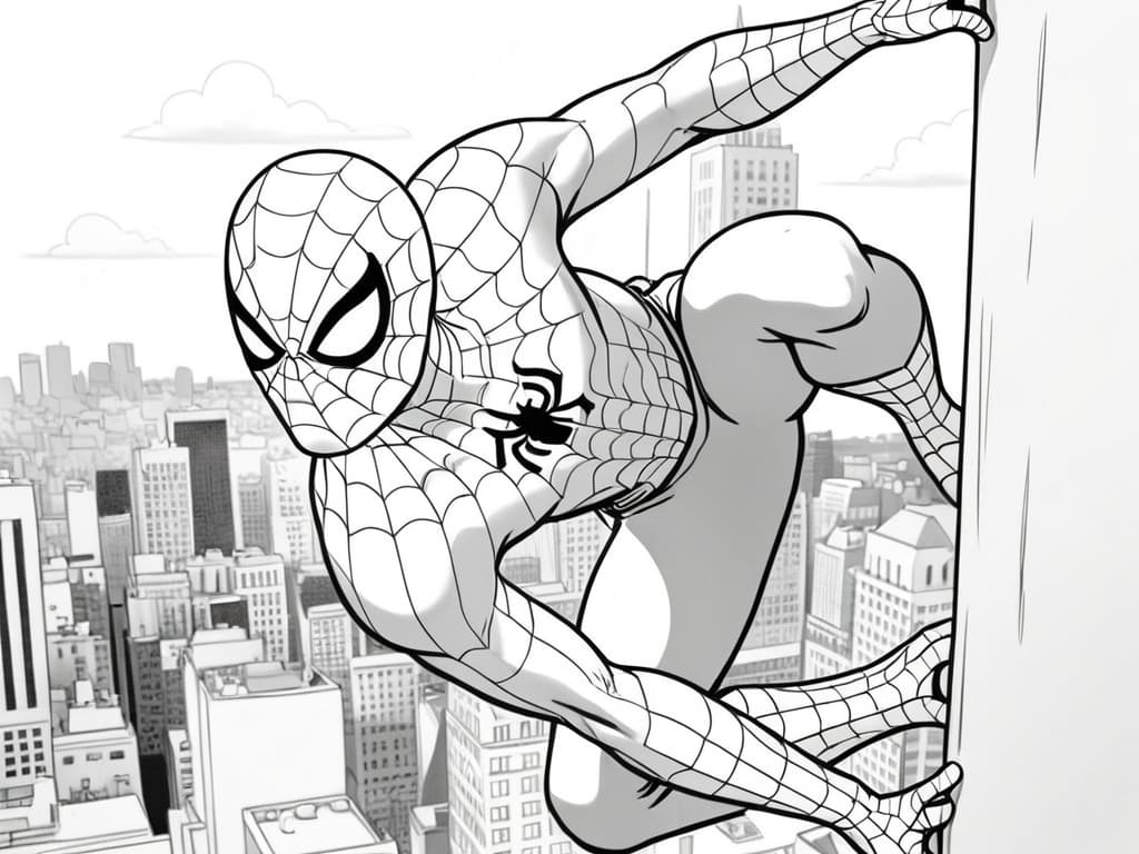 Homem-Aranha entre prédios para pintar