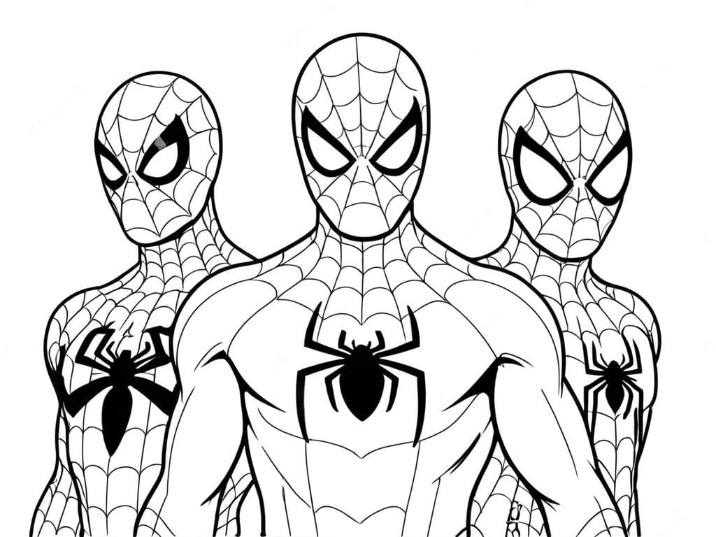 Os 3 Homens-Aranha para colorir
