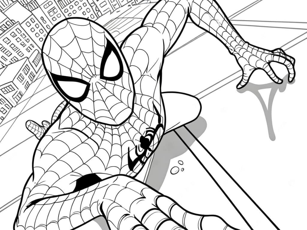 Homem-Aranha escalando para colorir