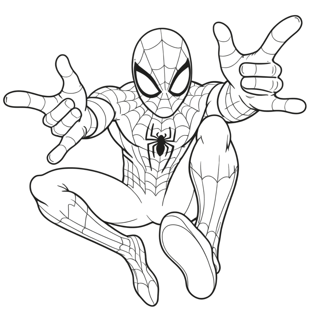 Homem-Aranha saltando para pintar