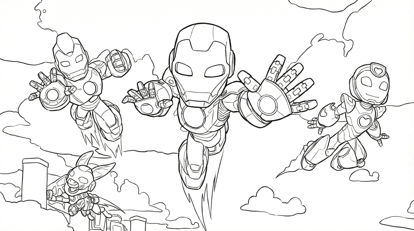 Homem de Ferro e amigos para colorir