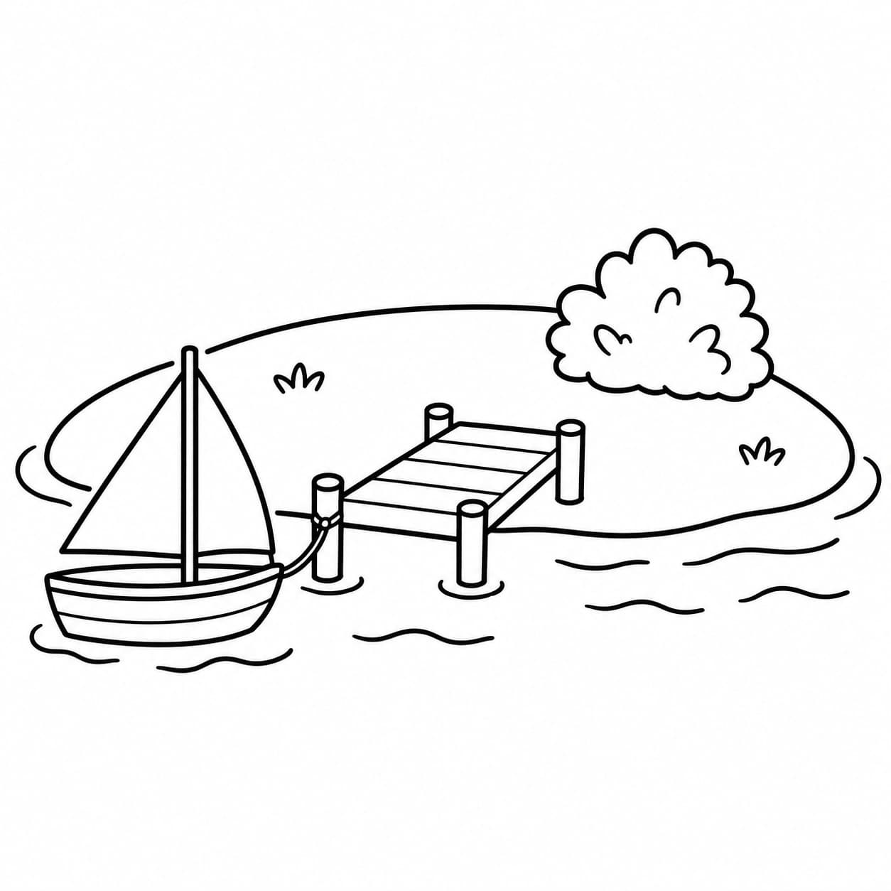 Ilha com barquinho para colorir