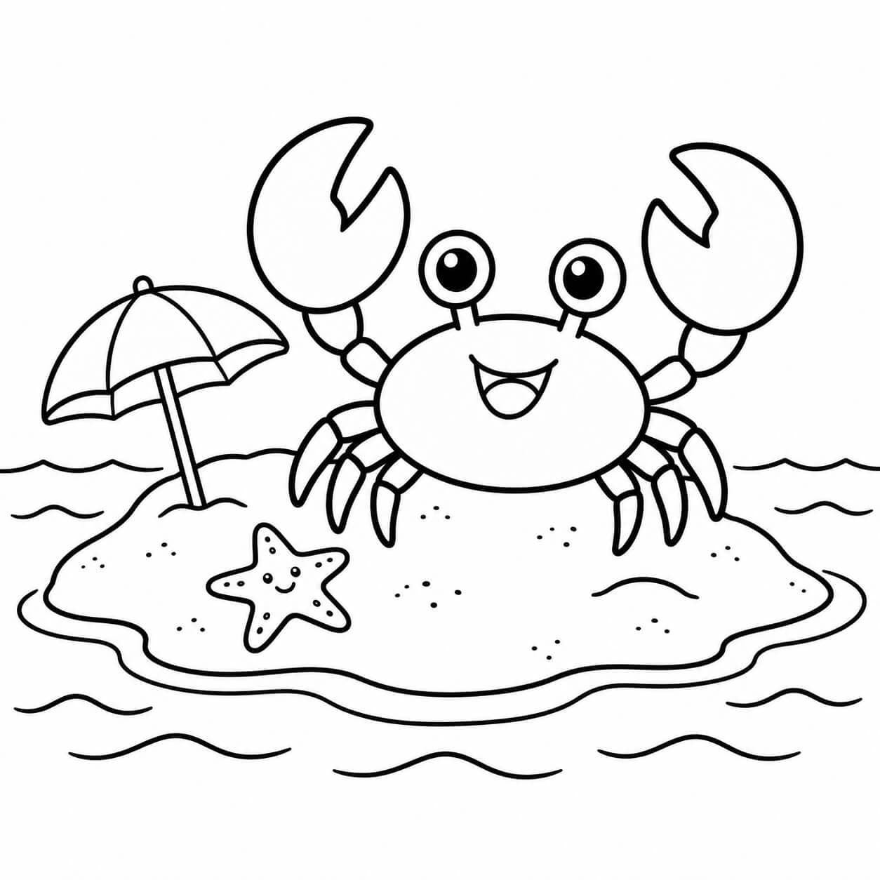 Ilha com caranguejo para colorir