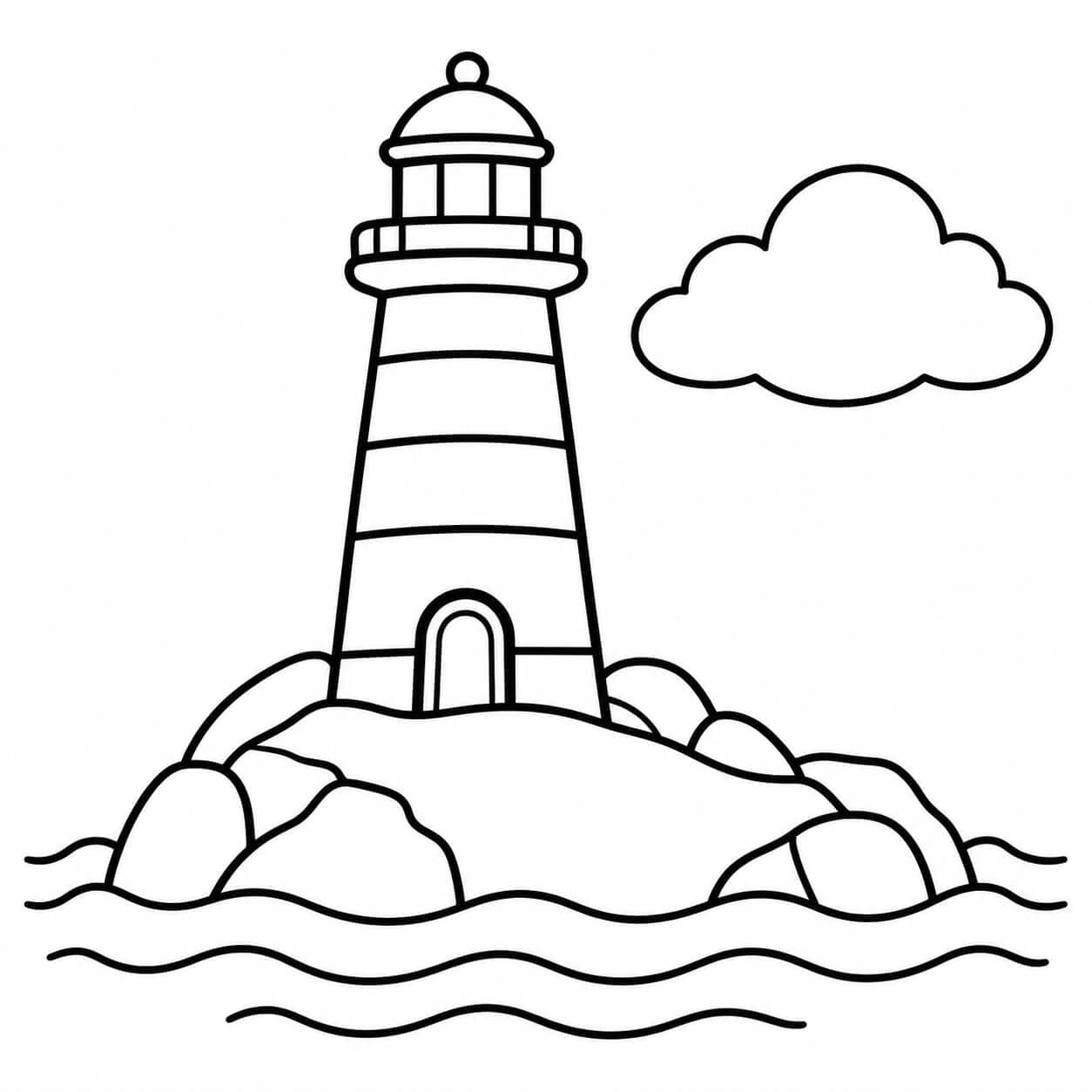 Ilha com farol para colorir