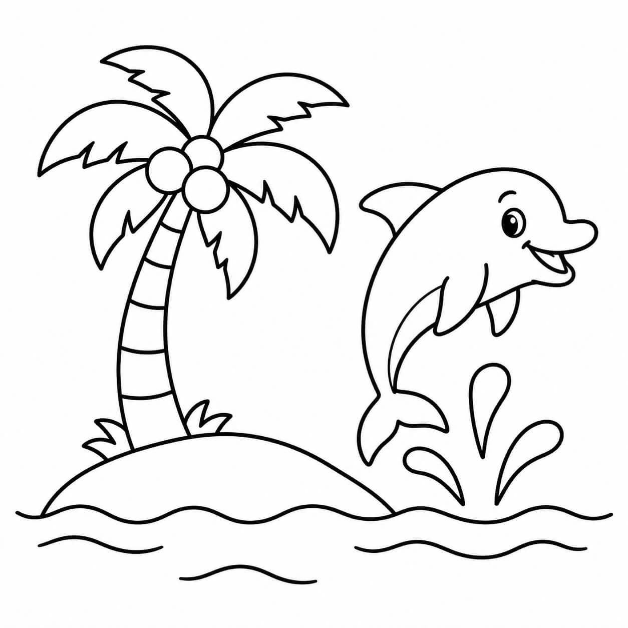 Ilha com golfinho para colorir