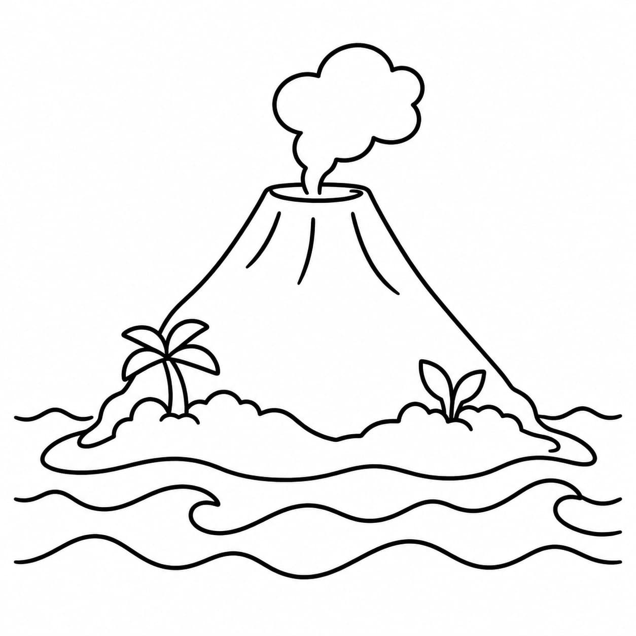 Ilha com vulcão para colorir