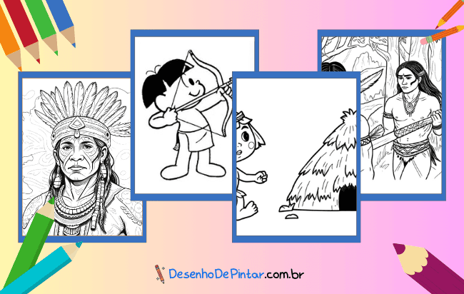 Desenhos de Índio para colorir