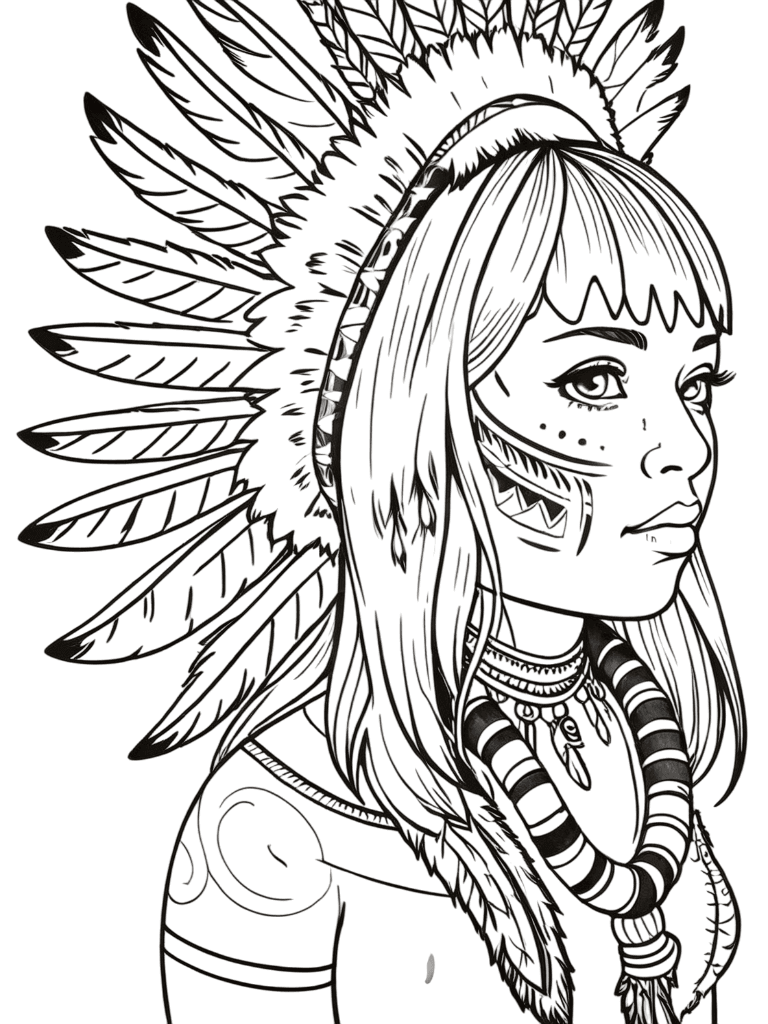 29 Desenhos de Índio para colorir