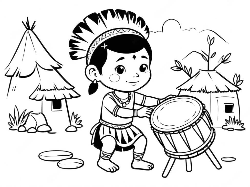 29 Desenhos de Índio para colorir