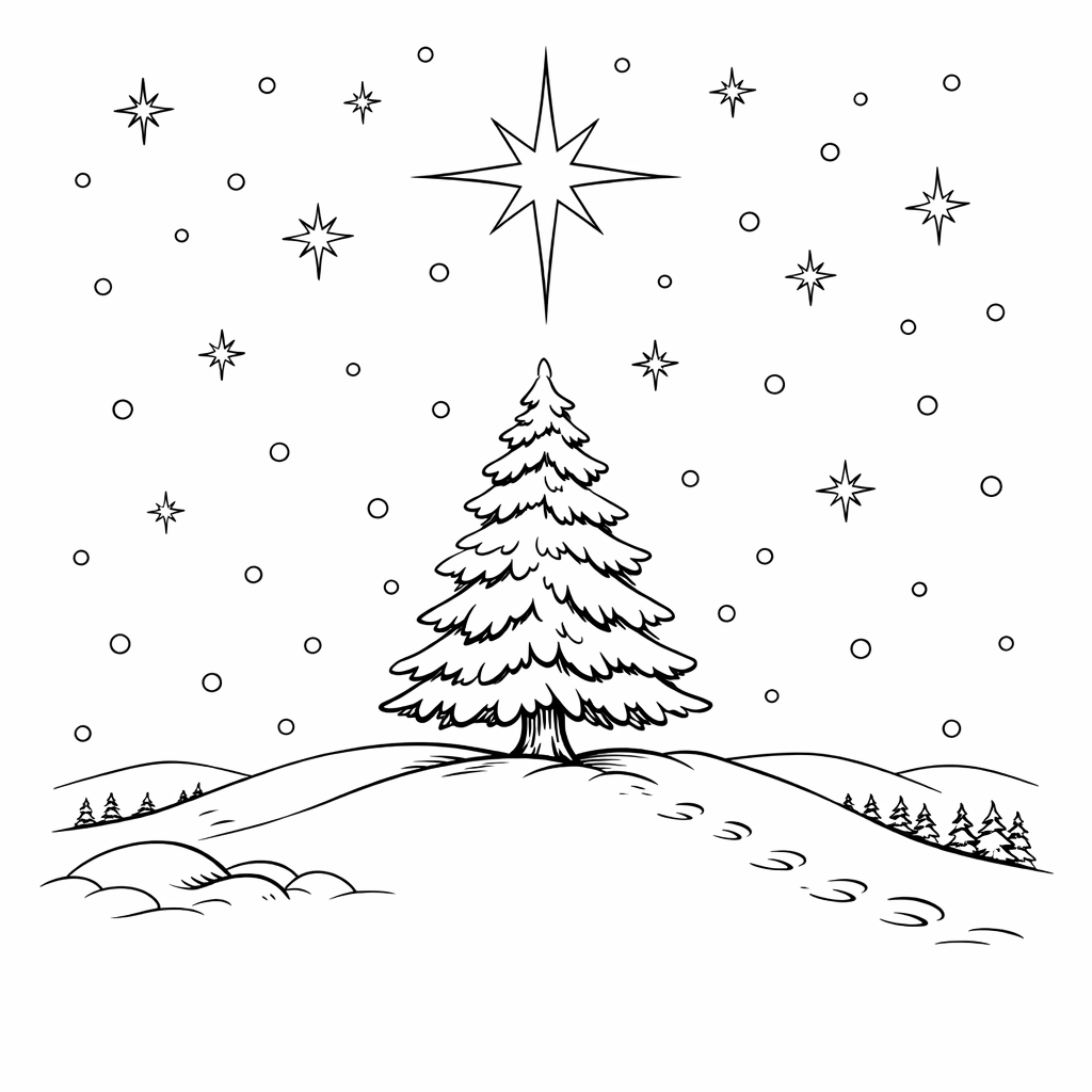 Árvore de inverno para colorir