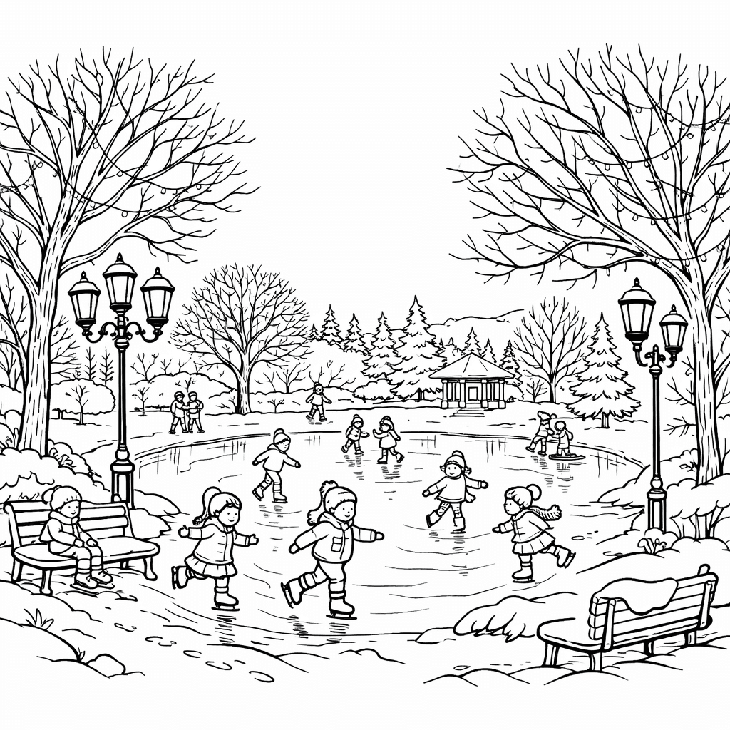 Parque de inverno para colorir