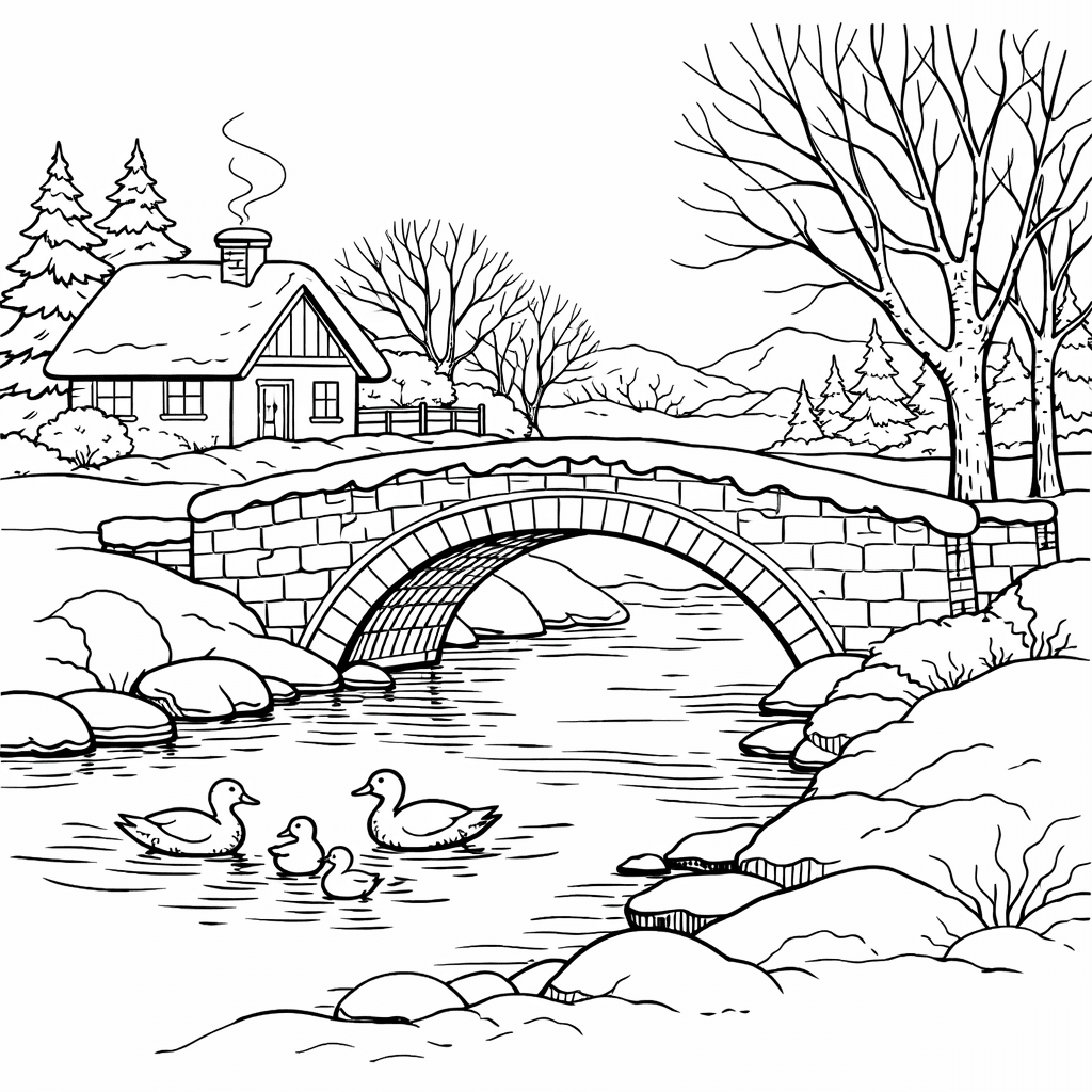 Ponte coberta de gelo para colorir