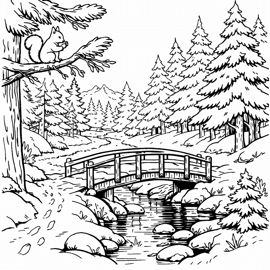 Trilha na floresta para colorir