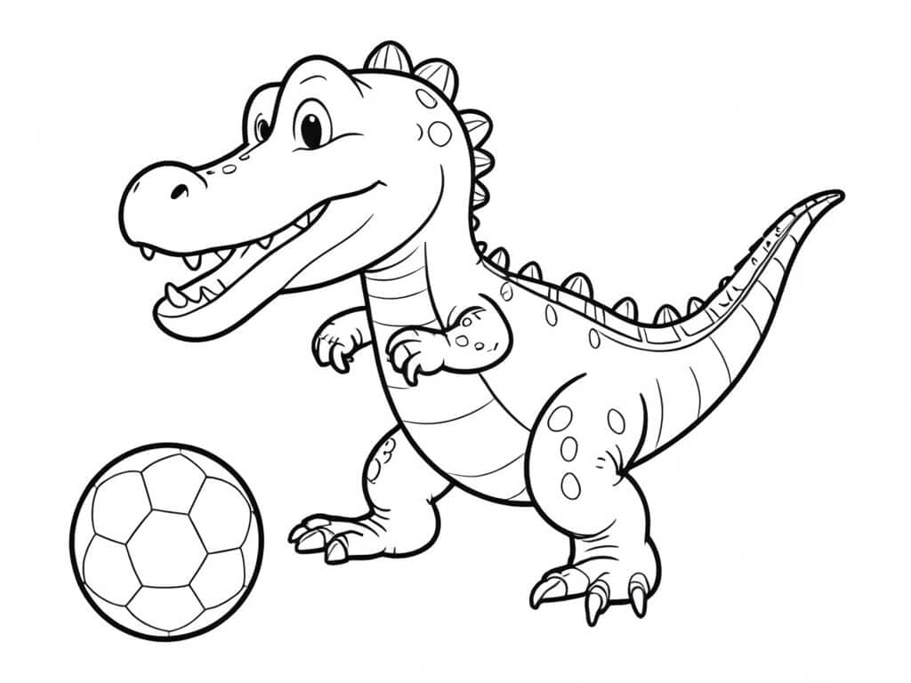 Jacaré jogando bola para colorir