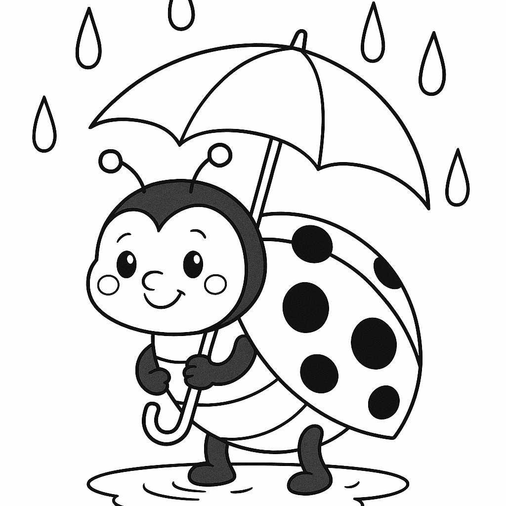 Joaninha na chuva para colorir