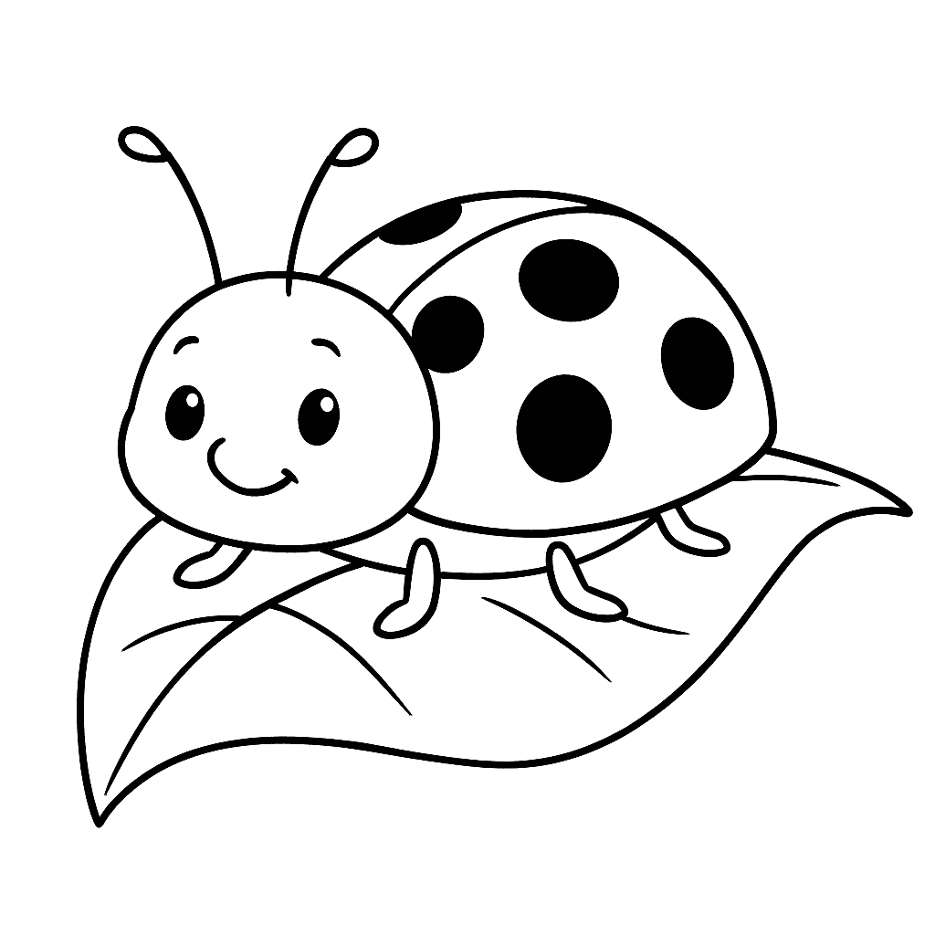 Joaninha na folha para colorir