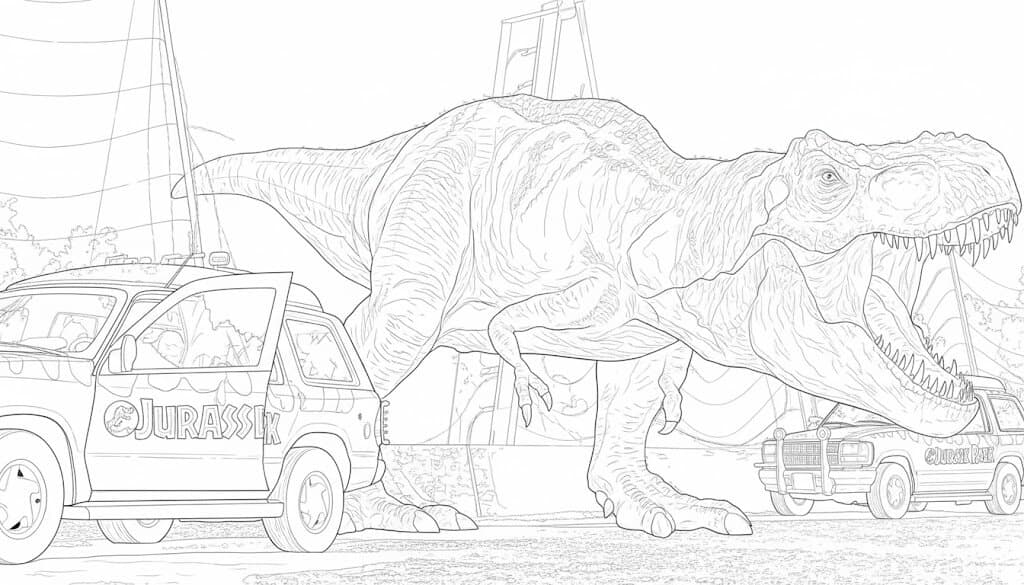 Jurassic Park carros para colorir