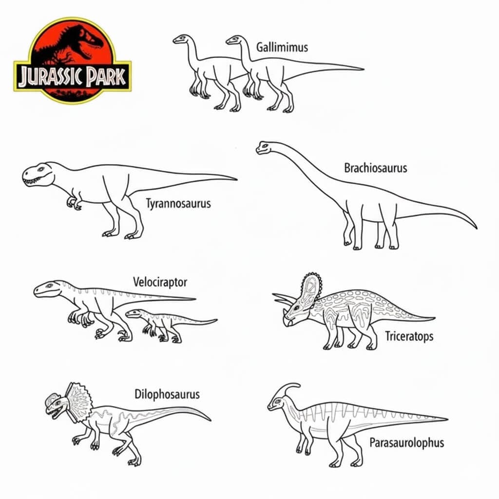 Jurassic Park dinossauros para colorir