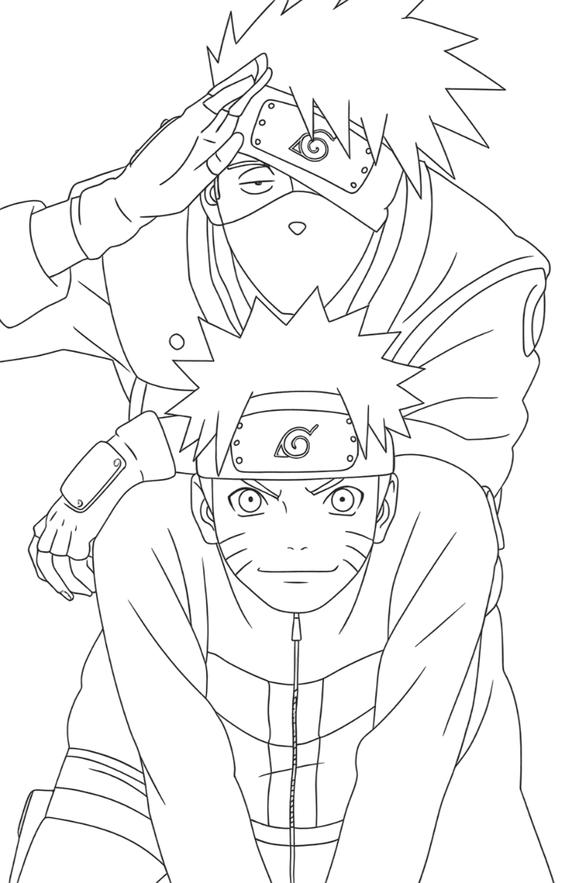 Kakashi e Naruto para colorir