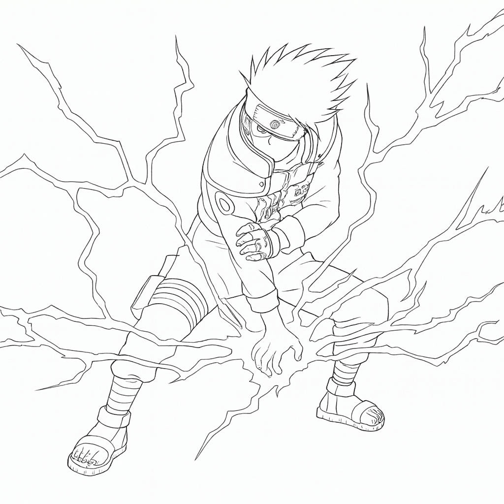 Kakashi em batalha para colorir