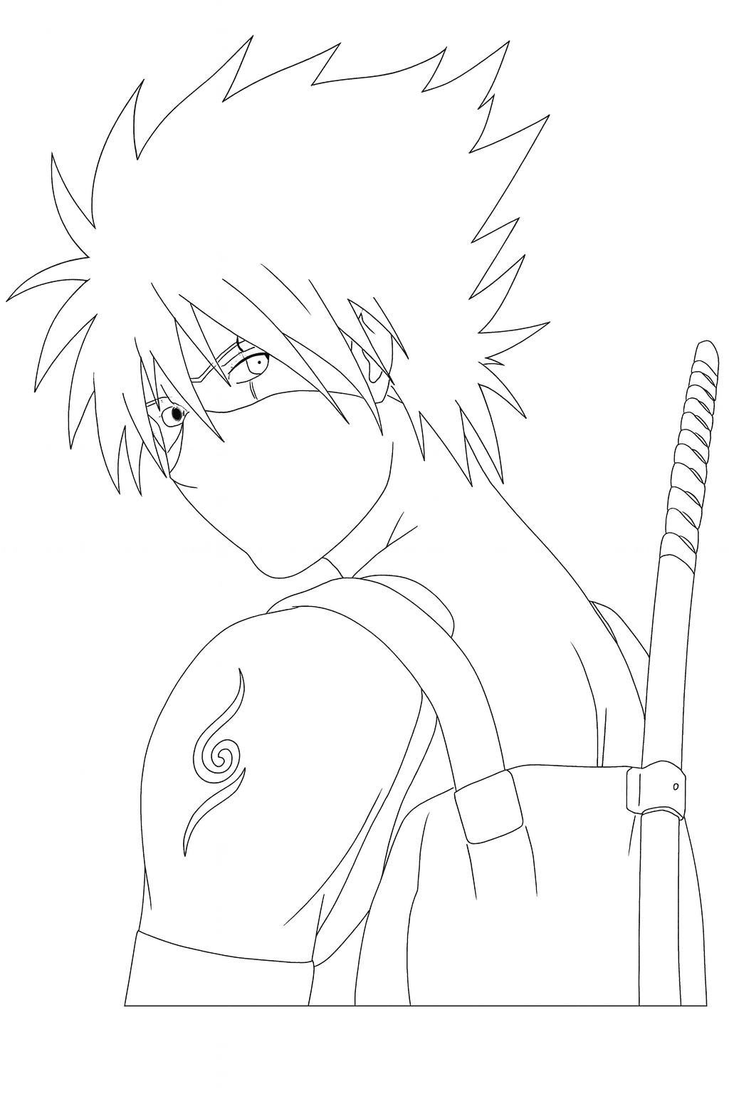Kakashi olhando para trás para colorir