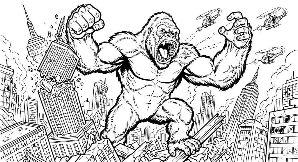King Kong furioso para colorir