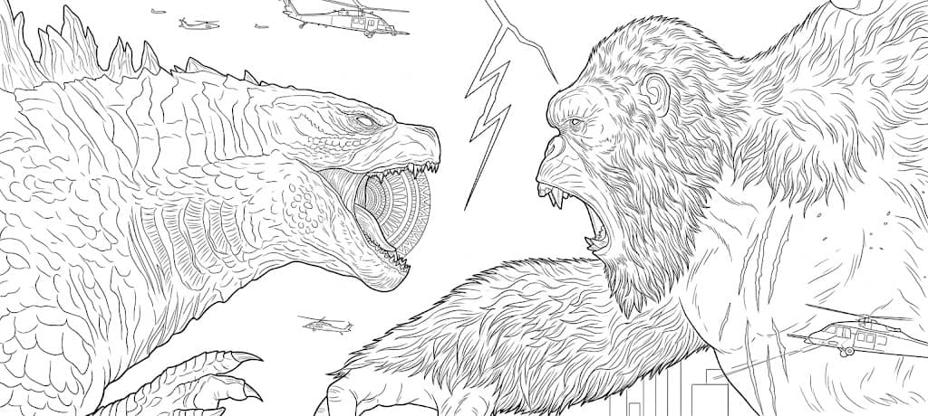 King Kong vs Godzilla para colorir