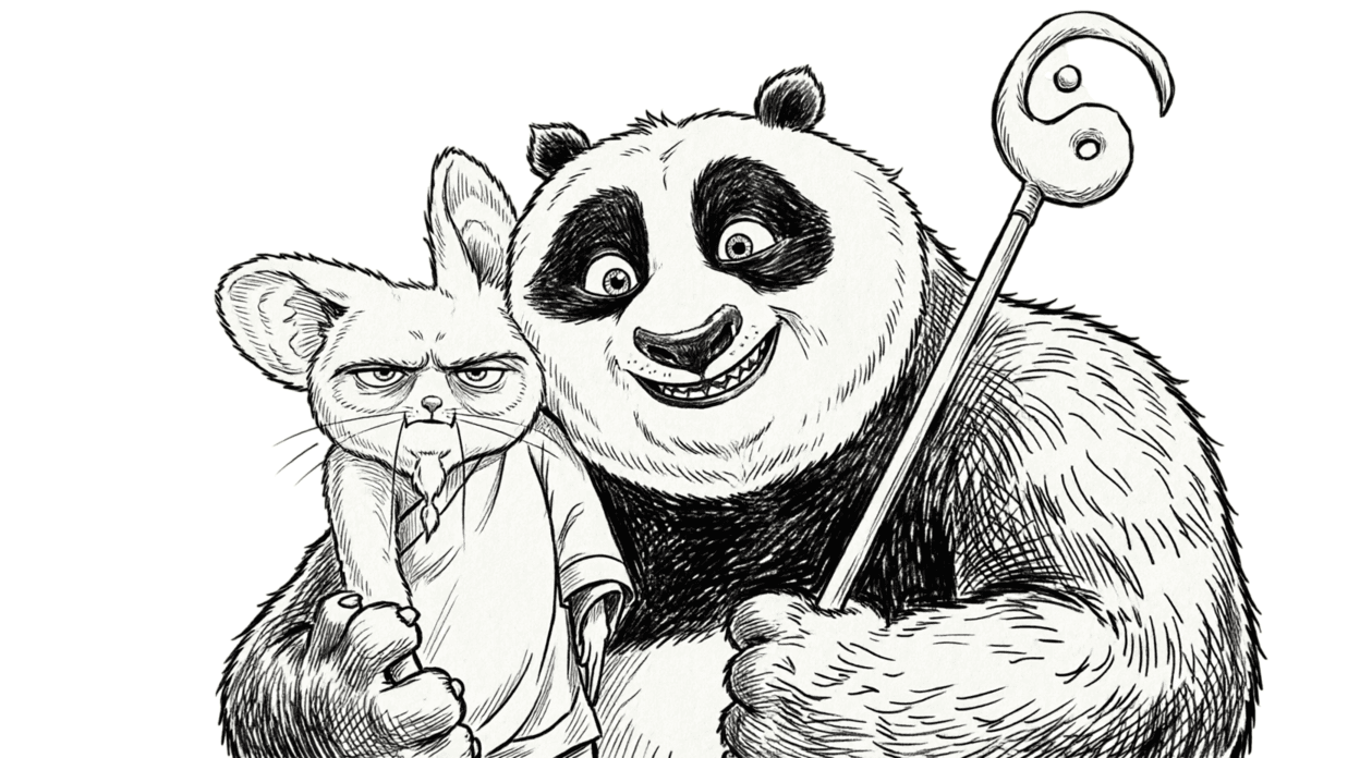 Po e Mestre Shifu para colorir