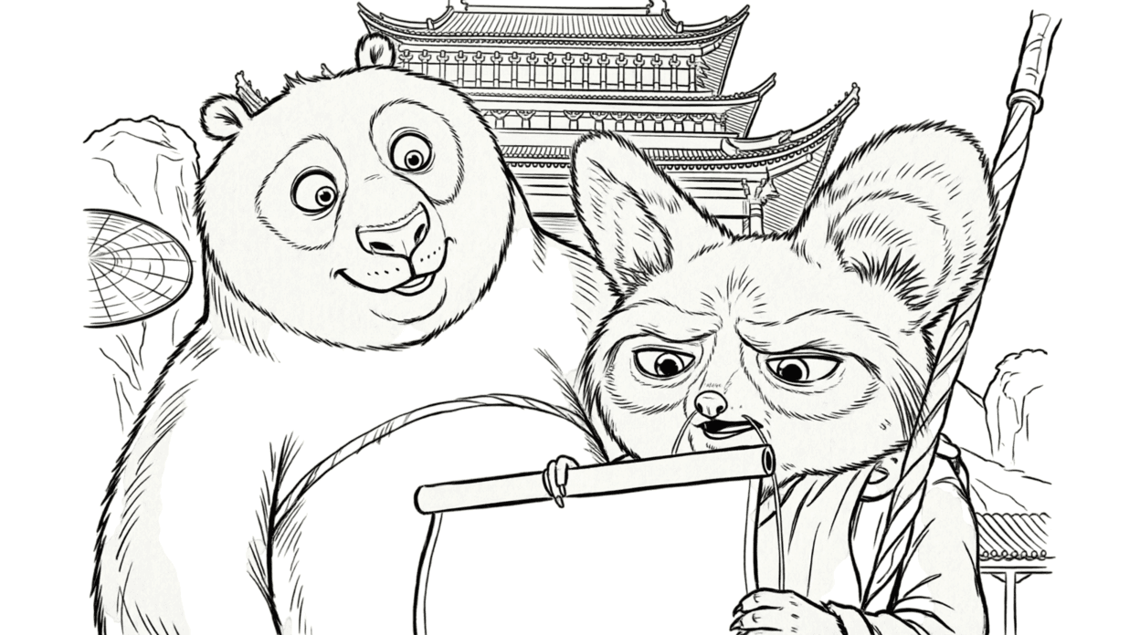 Po e Shifu para colorir