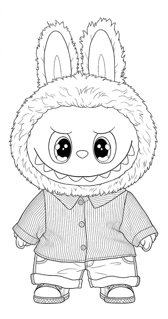 Labubu de roupa para colorir