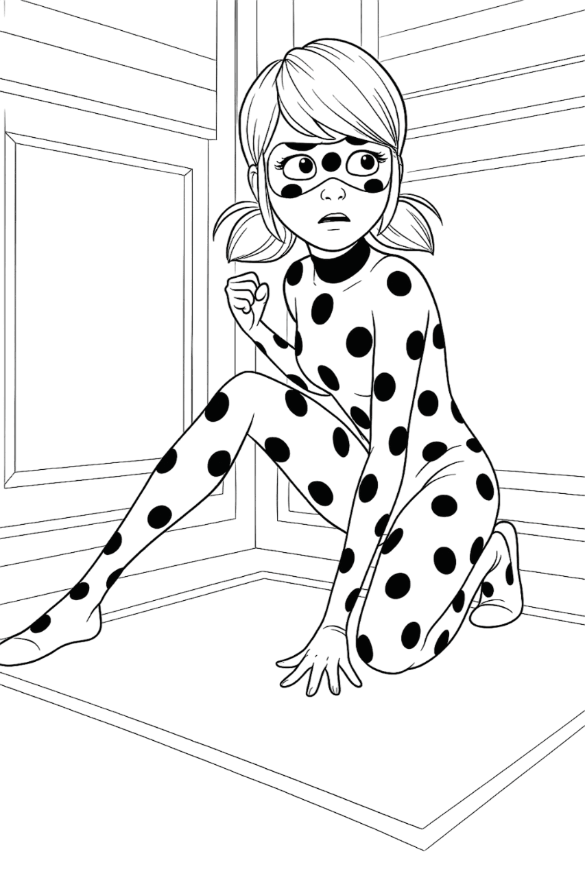 Ladybug assustada para colorir