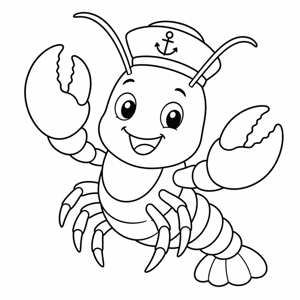 Lagosta com chapéu de marinheiro para colorir