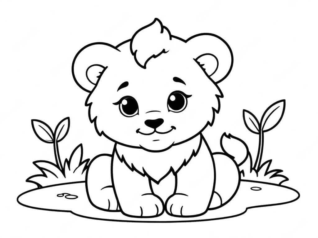 Leão bebê para colorir