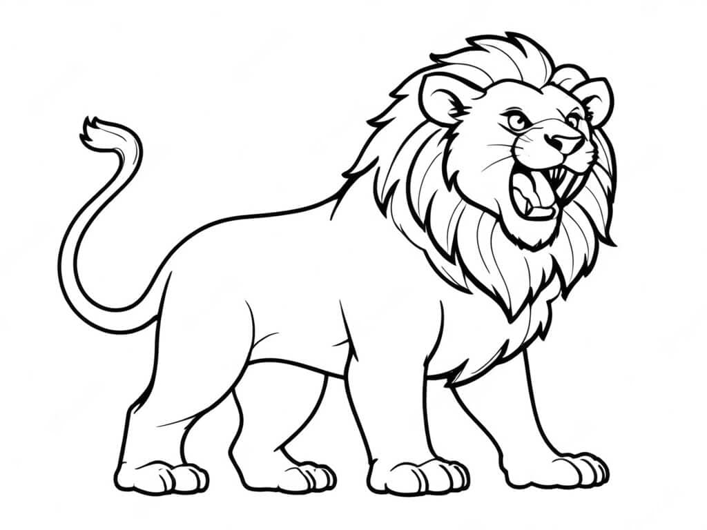 Leão rugindo para colorir