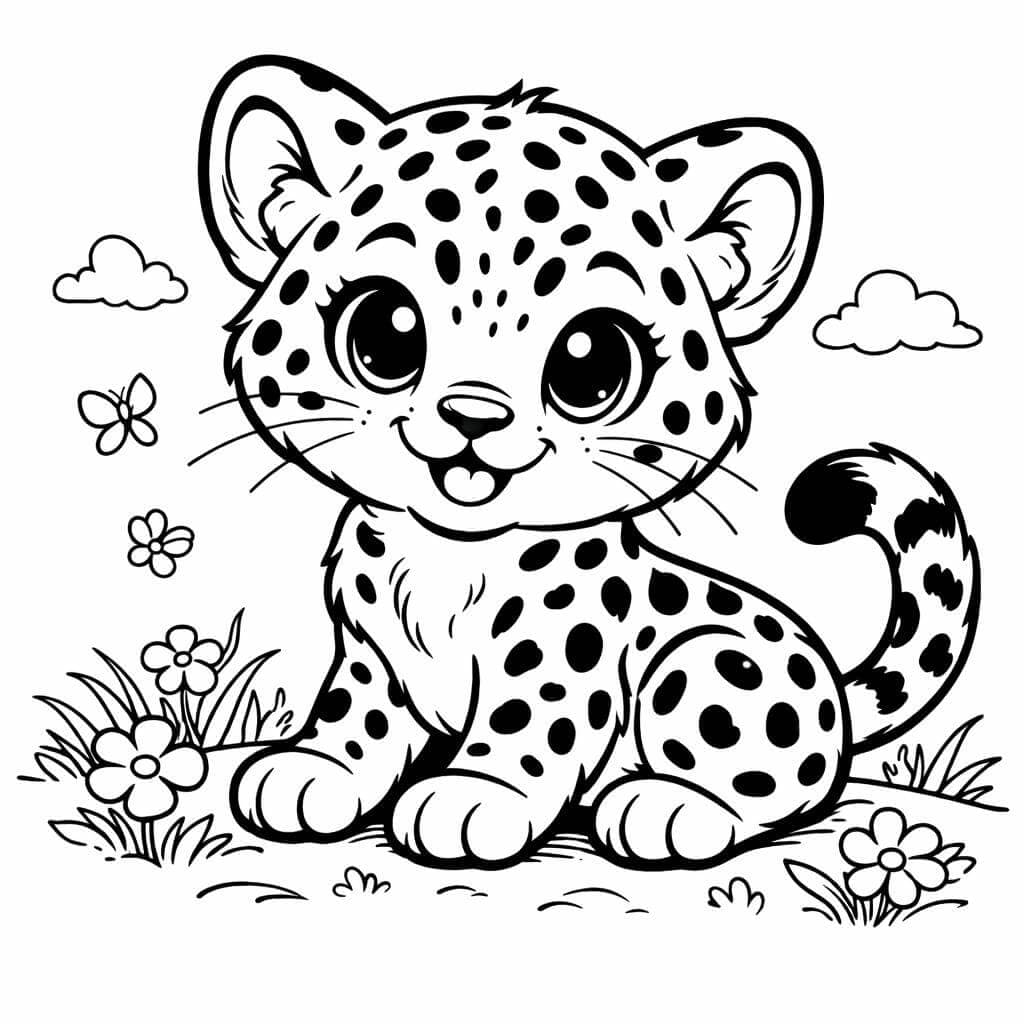 Leopardo filhote para colorir