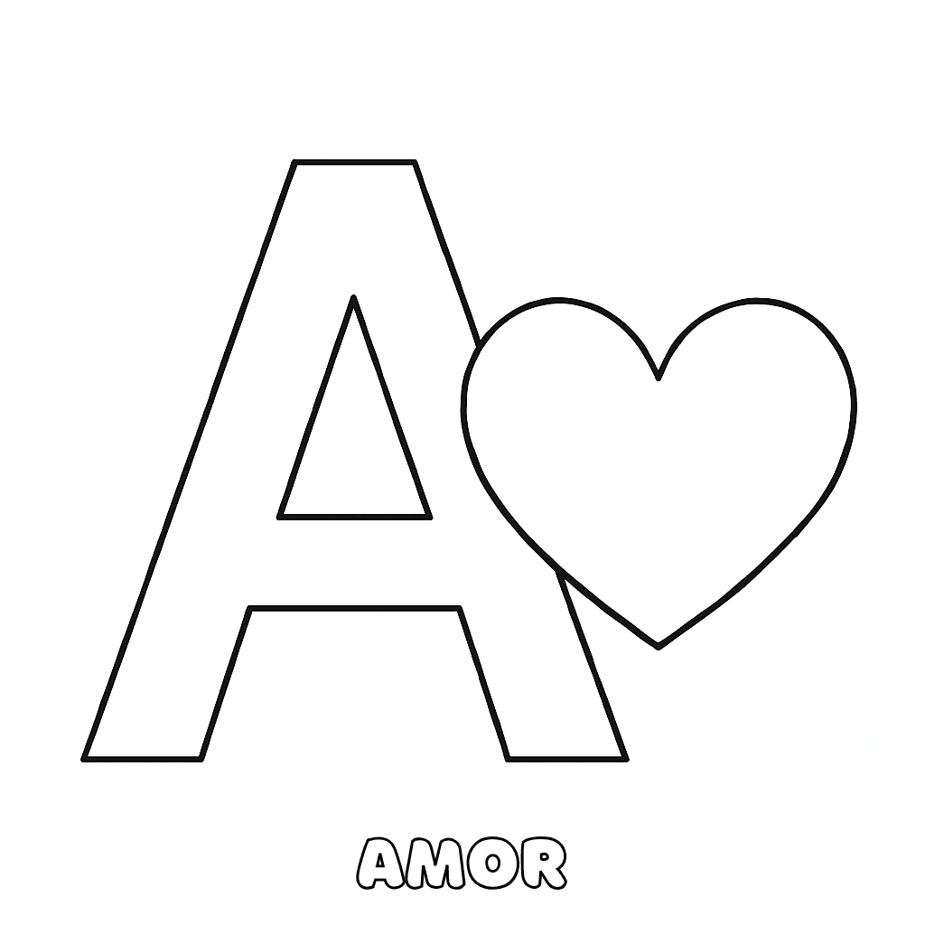 A de Amor para colorir