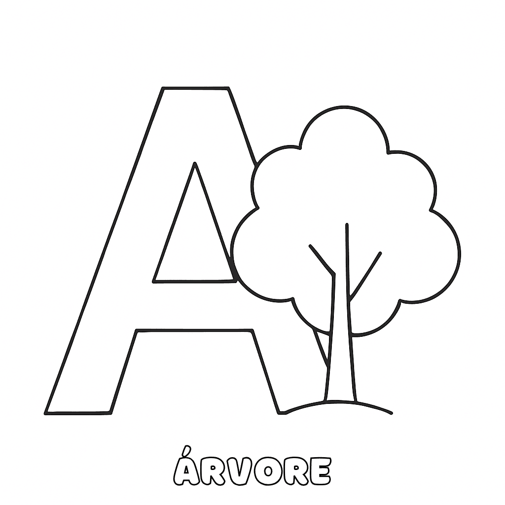 A de Árvore para colorir