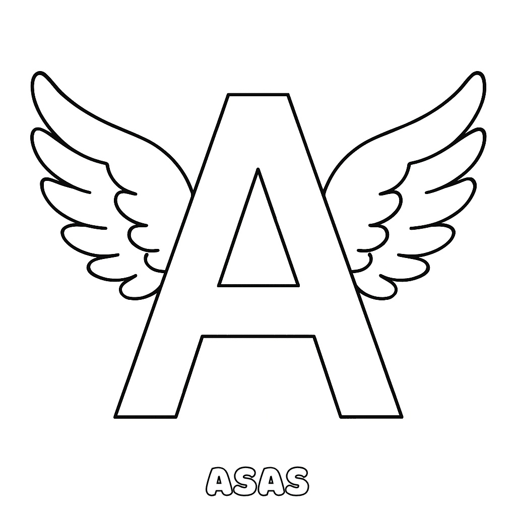 A de Asas para colorir