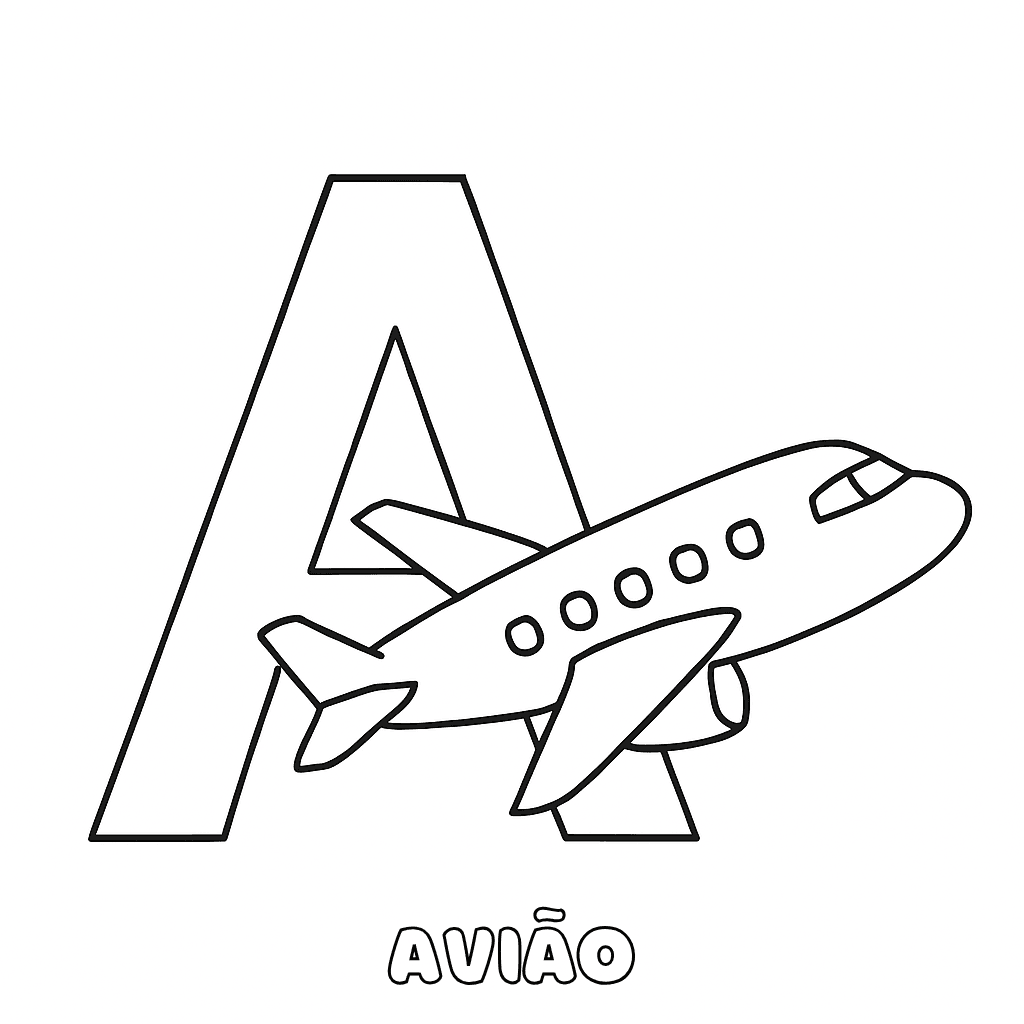 A de Avião para colorir