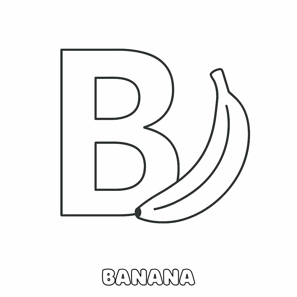 B de Banana para colorir