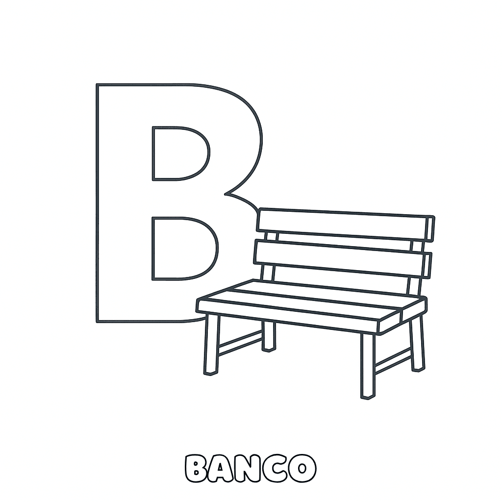 B de Banco para colorir