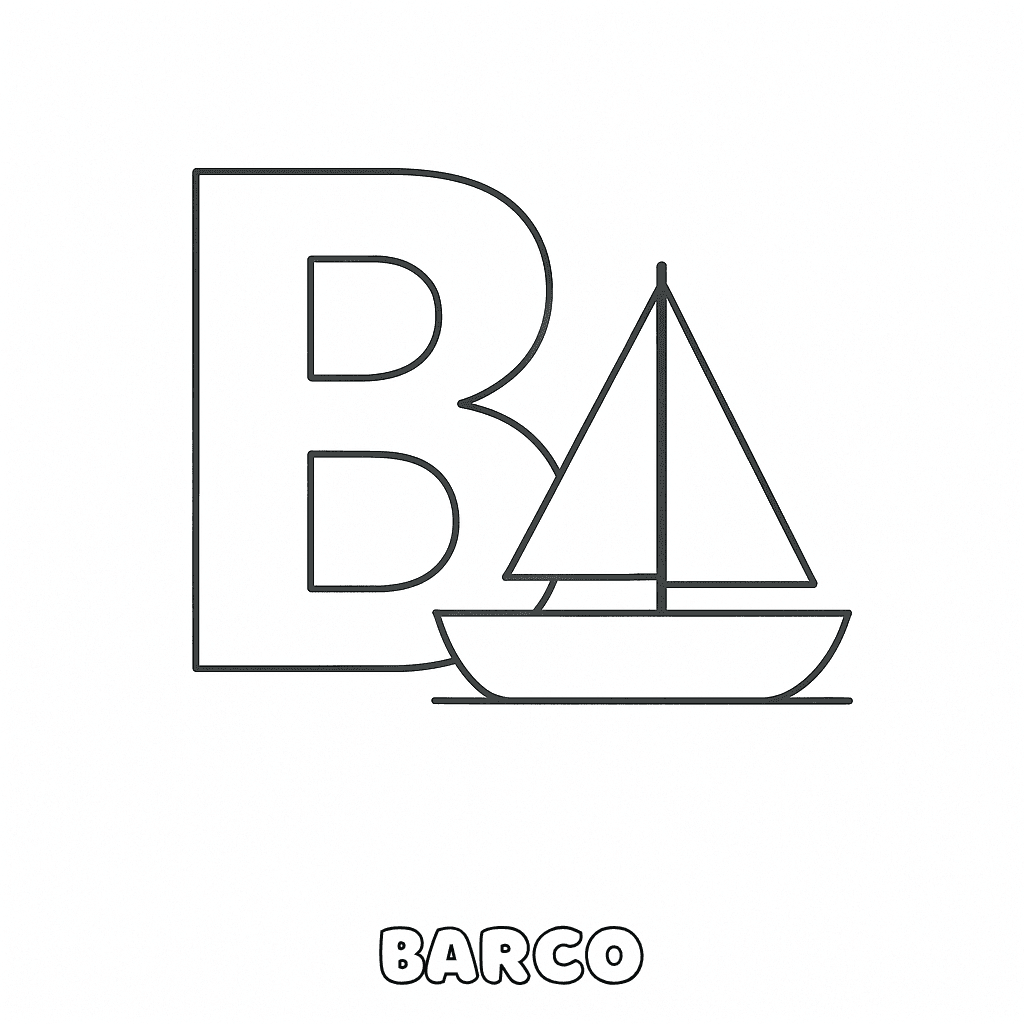 B de Barco para colorir