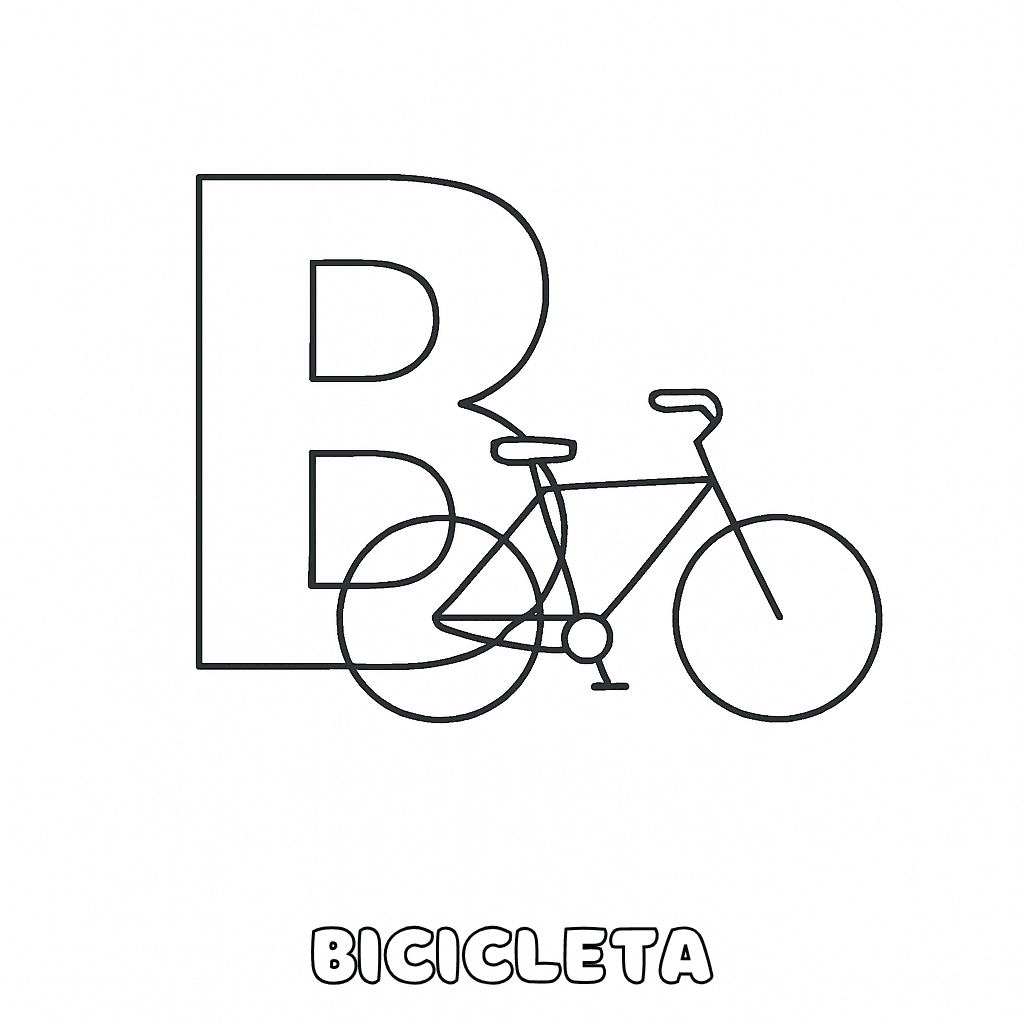 B de Bicicleta para colorir