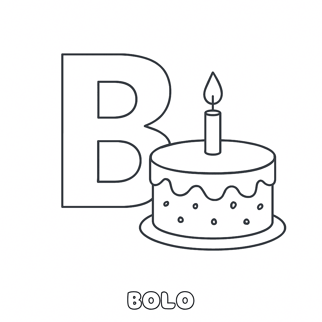 B de Bolo para colorir