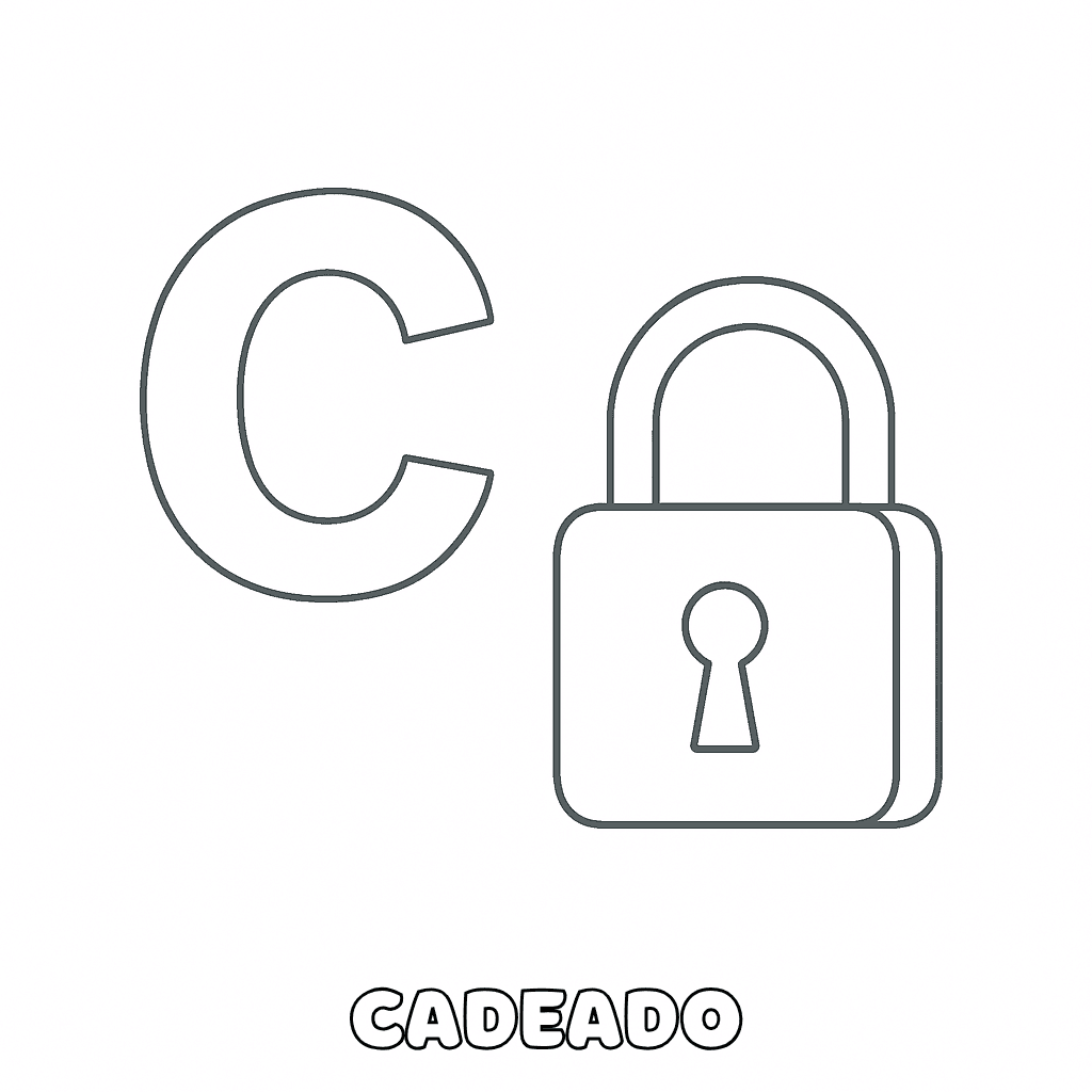 C de Cadeado para colorir