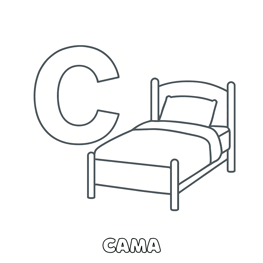 C de Cama para colorir