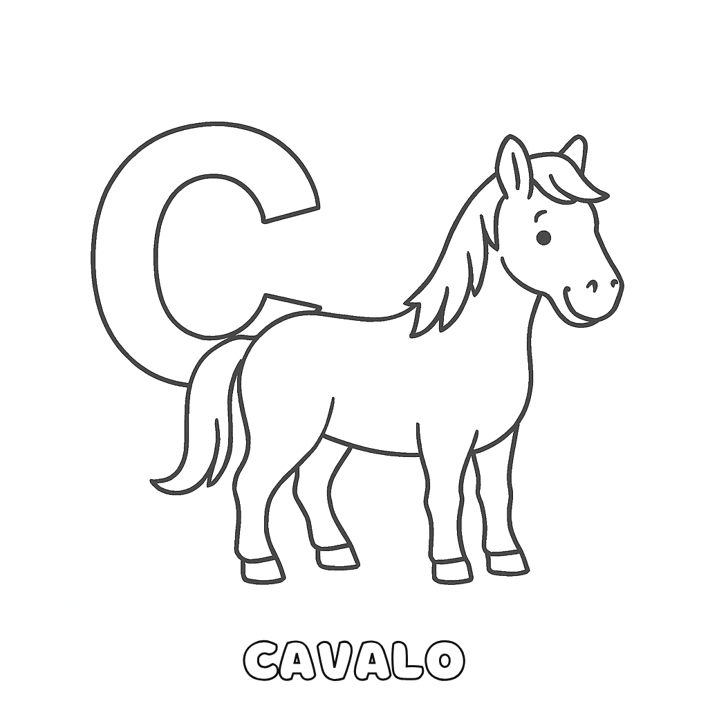 C de Cavalo para colorir